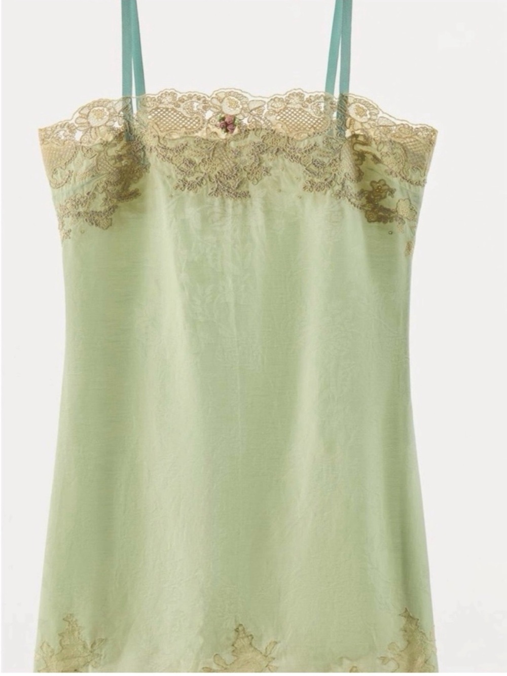 Zara Mint Green Slip with Cream Lace Trim - Picture 1 of 3